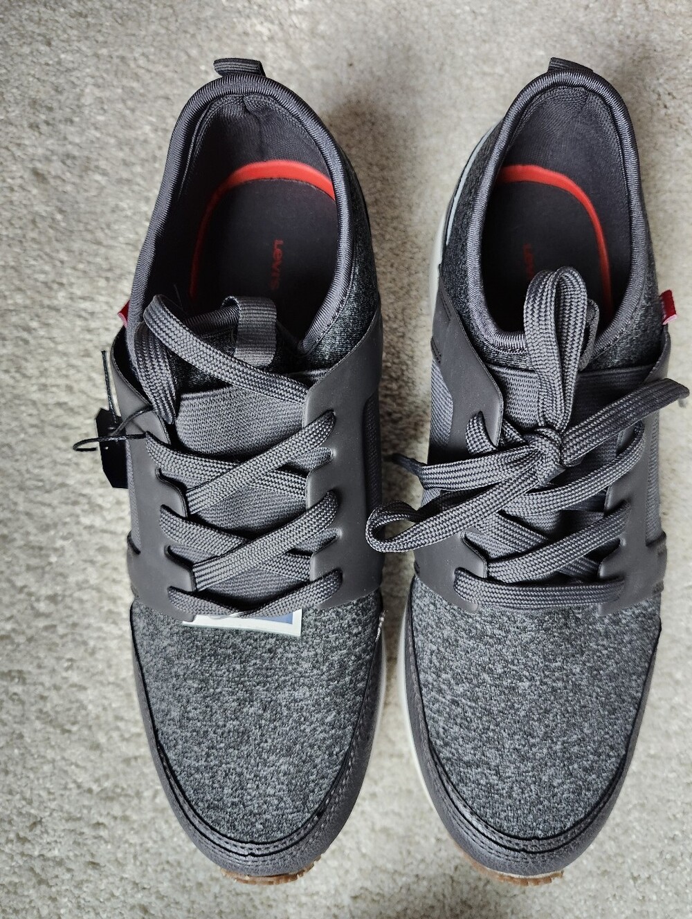 Levi's Men's Gray Lace-Up Athletic Sneakers - Comfortable Everyday Shoes New